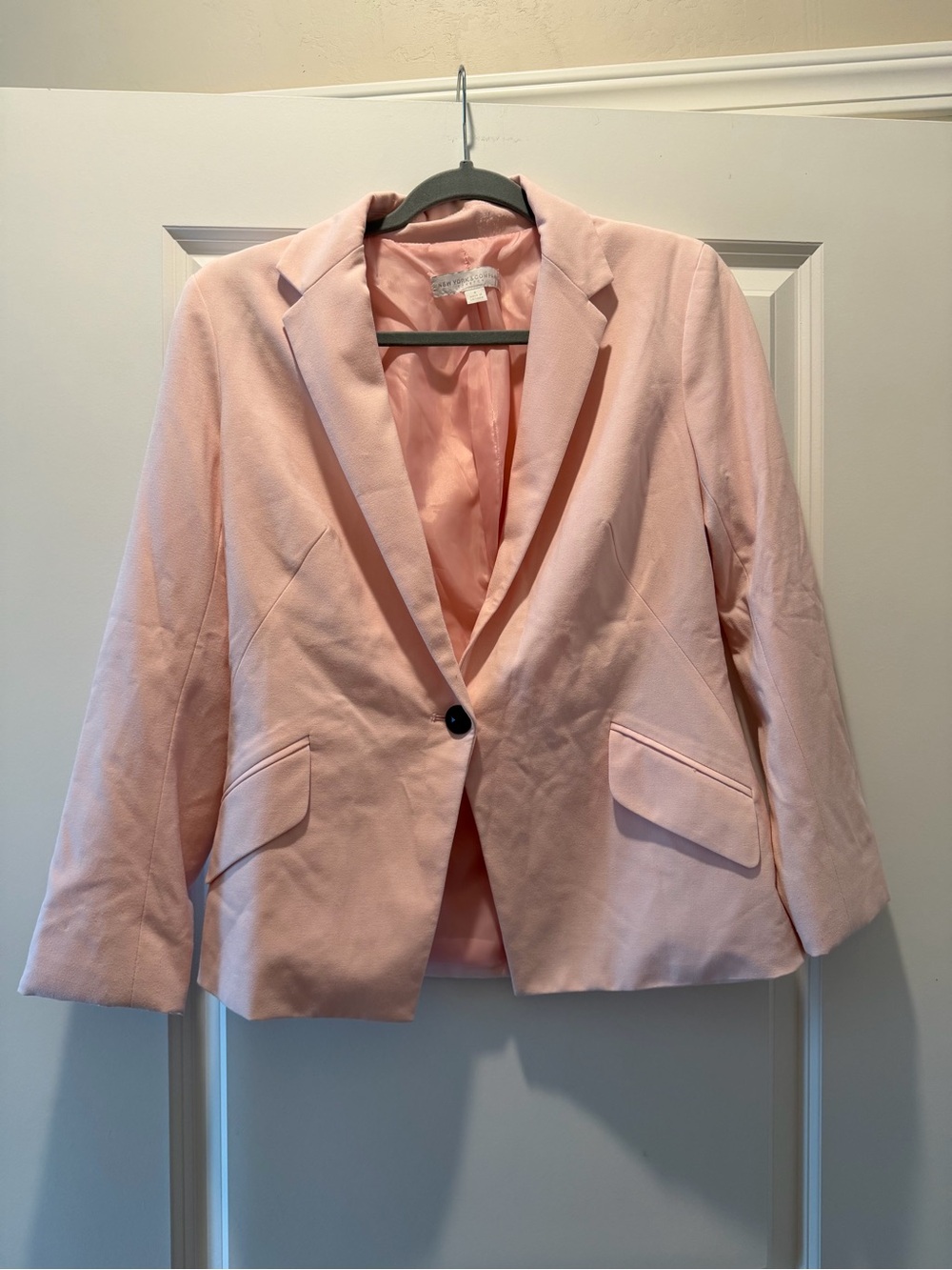 New York & Company Light Pink Single-Button Blazer